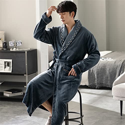 Autumn And Winter Coral Velvet Pajamas Men's Flannel Bathrobe Pajamas Men's Long Thick Morning Robe Winter Plush4