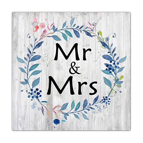 Décoration murale avec panneau en bois personnalisé Mr & Mrs pour un style vintage