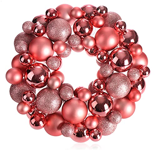 com-four Ghirlanda natalizia per porta natalizia, con diverse sfere per albero di Natale, in bellissimi colori, Ø ca. 32 cm, splendida decorazione natalizia lucida, ghirlanda da tavolo