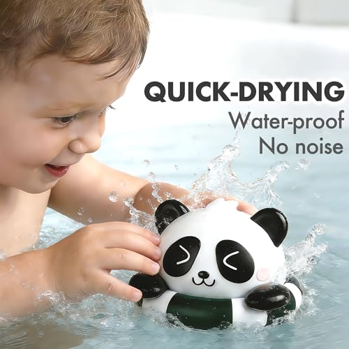 Image of Baby Bath Rinse Cup with Panda Bath Toy for Rinsing Hair, Wide Curved Opening Gentle Waterfall Rinser with Easy Grip Handle to Toddler Tear-Free (32OZ)