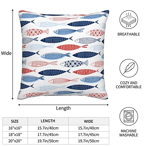 Bassyil PILLOW-486974726-CASES Fish Throw Pillow Covers Decorative Linen Pillow Cases Set Of 2 Square Cushion Cover thumb #1