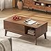LYNCOHOME Fluted Lift Top Coffee Table with Storage, Modern Coffee Table for Living Room, Home Office（Walnut）
