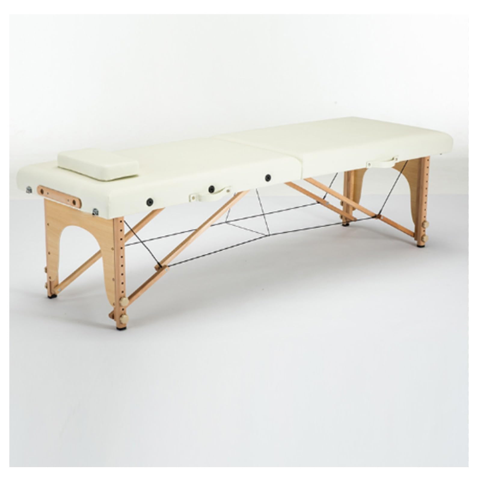Massagebett Massagetisch Schönheitsbett Ästhetisches Bett Faltbares tragbares PVC-Leder-Hebebett mit Kopfloch Kopfstütze Armlehnen Kostenlose Installation für Spa Salon Tattoo(Beige-A,185X70CM)