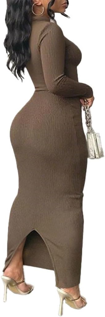 Nimsruc Women Bodycon Maxi Dress Long Sleeve Casual Long Dresses - Image 4