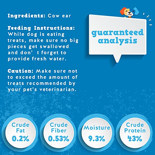Jack&Pup Natural Cow Ears For Dogs Single Ingredient Dog Treat, Unbleached Healthy Dog Treats Natural Dog Treats For Medium Dogs With Chondroitin Joint Health For Dogs Cow Ear Dog Chews (15 Pack) #TOP3