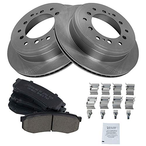 Image of TRQ Rear Brake Pad and Rotor Set Ceramic Vented Rotors | For 2010-2022 Lexus GX460 Toyota 4Runner 2010-2014 FJ Cruiser