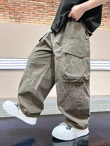 Boys Baggy Cargo Pants Elastic Waist Kids Pants 6-12 Years2