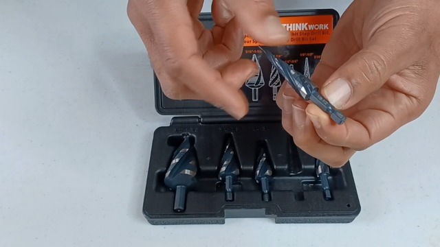 THINKWORK Four Spiral Flute Step Drill Bit Set, 3 Pcs HSS Step