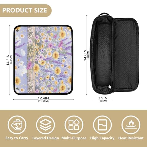 Bolsa de Viaje para Herramientas de Cabello Colorful Flowers Garden con Tapete Resistente al Calor Impermeable para Plancha y Rizador miniatura 4