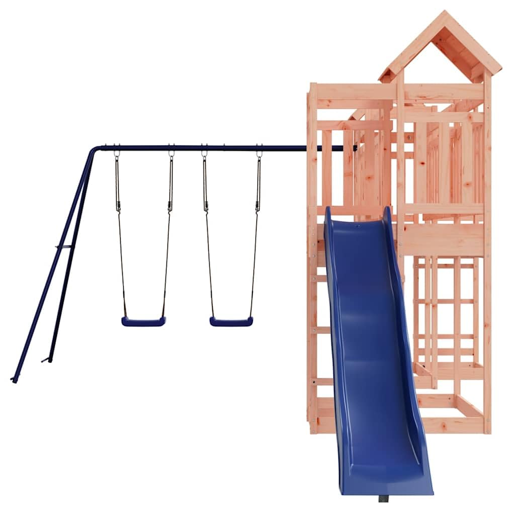 Spielturm Massivholz Douglasie mit Wellenrutsche und Doppelschaukel Gartenspielzeug für Kinder 3-8 Jahre Klettergerüst mit Sandkasten Robustes Outdoor Spielhaus für Garten Terrasse Hof