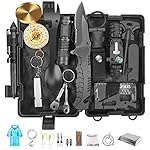 Kit de Supervivencia, Multifuncional Bolsa de Supe...: 【Kit de Supervivencia】: el juego incluye 33 accesorios populares para acampar: caja impermeable, brújula de supervivencia, pulsera de cuerda de supervivencia 5 en 1, mapa multifunción, bolígrafo táctico, manta de emergencia, iniciador de fuego, juego...