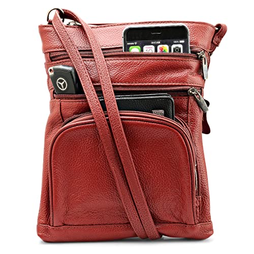 Steeltime Unisex Super Soft Leather Crossbody Bag Featuring The Serenity Prayer with 6 Compartments and Carrying Strap