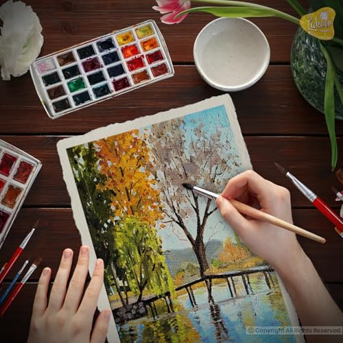 Image of Lakeer A3 Watercolor Paper - Handmade Paper with Deckle Edges | Pack of 10 Sheets, 300 GSM | 100% Virgin Cotton - Acid Free, Suitable for Wet Mediums, Ideal for Artists, Etc.