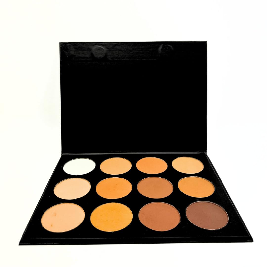 Palette de contour en poudre - contouring - HD - Mat - Vegan - 12 couleurs mat très pigmentées - longue durée pour contouring et illumination de teint