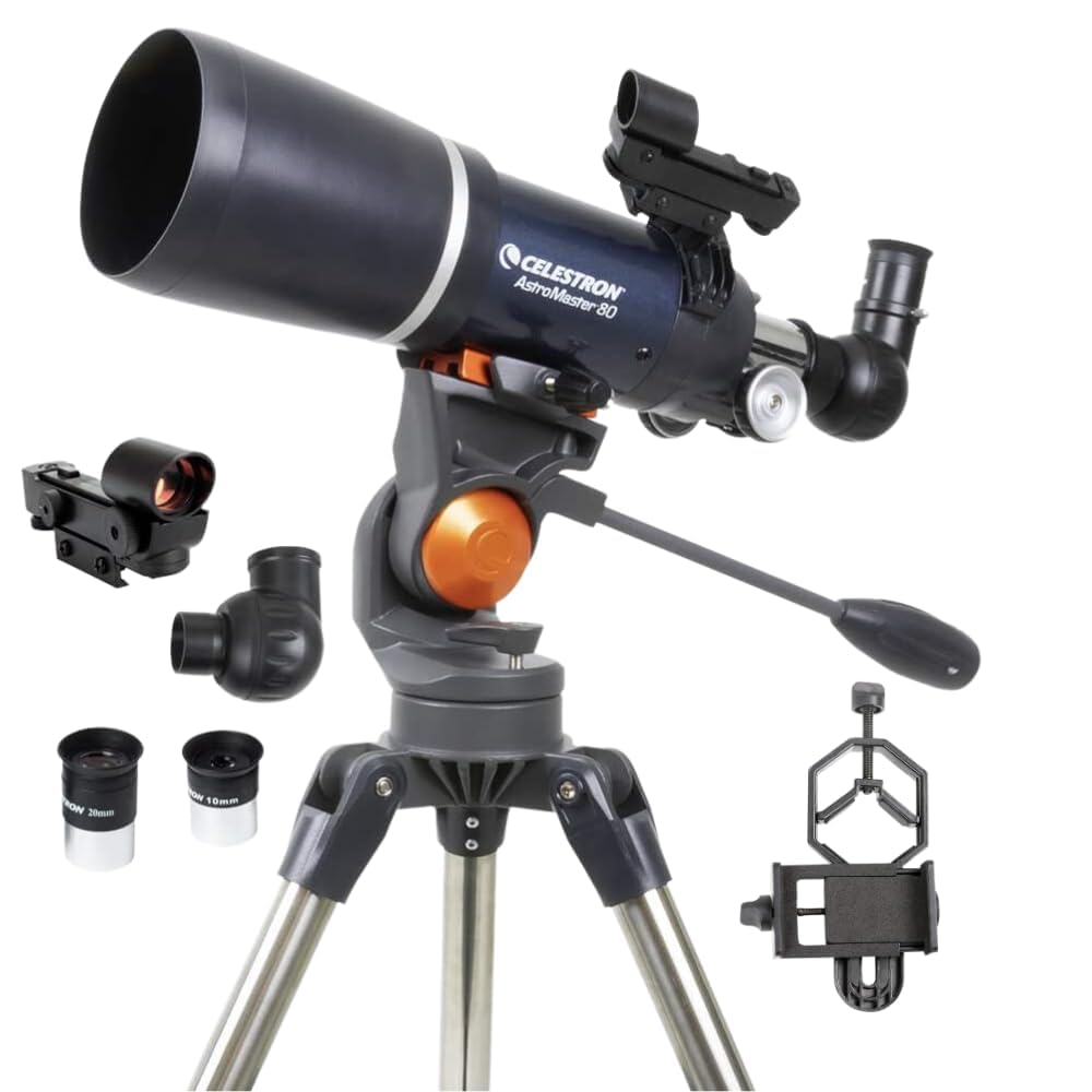 AstroMaster Refractor Telescope with Moon Filter and Smartphone Adapter (80AZ)-image-1