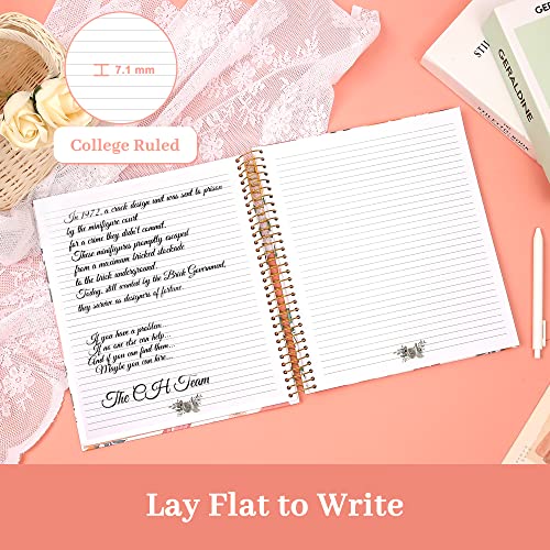 Cagie Floral Hardcover Spiral Notebook 8.5 X 11 For Women 200 Pages Spiral Bound Journal With Large Pockets For Note Taking Writing, College Ruled #TOP3