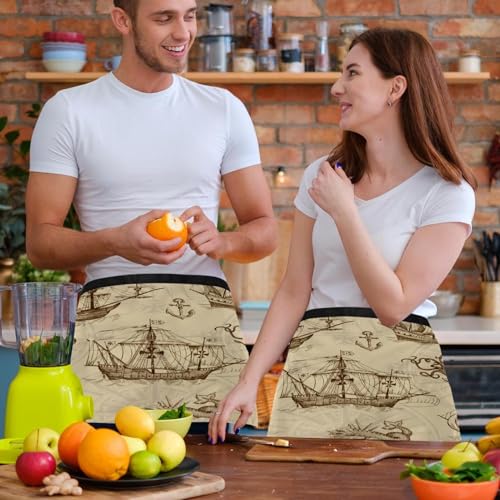 Demi-tablier de cuisine avec 3 poches pour simplifier le nettoyage de la maison - 6