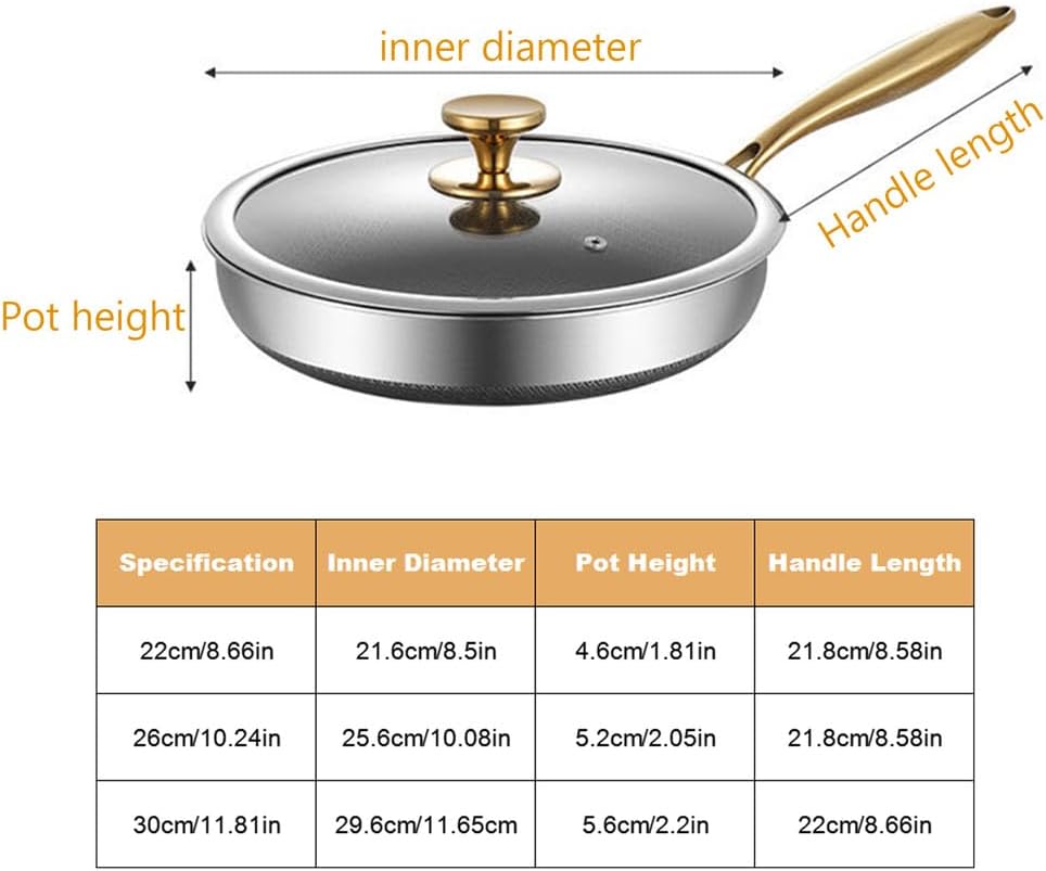 Titanium Pan, 2026 New Upgrade Non Stick Titanium Pans for Cooking, Ultra-Durable, Scratch-Resistant, Even Heating Frying Pans, Compatible with All Cooktops,with lid,10.24In