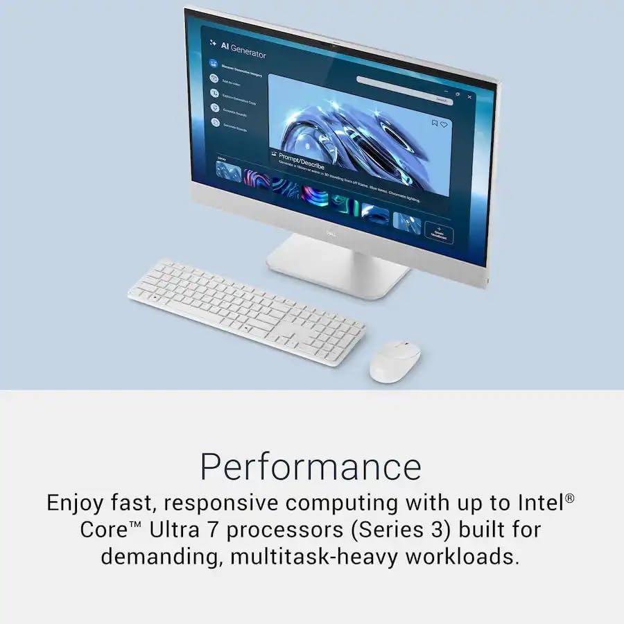 Image of Dell 24 Touchscreen All-in-One Desktop, Intel Ultra 7-355, 64GB RAM, 2T SSD | 23.8 inch FHD IPS Touch Display, Windows 11 Pro, WiFi 7, Copilot+ AI PC, 99% sRGB, RJ-45, Wireless Keyboard & Mouse