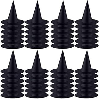 Diyiming 24 Pcs Halloween Witch Hat Cap Costume Witch Hat Wizard Hat for Holiday Halloween Christmas Party Witch Decoration Dress up Accessories Black Women Large Brim Cap for Halloween Cosplay,13.8"