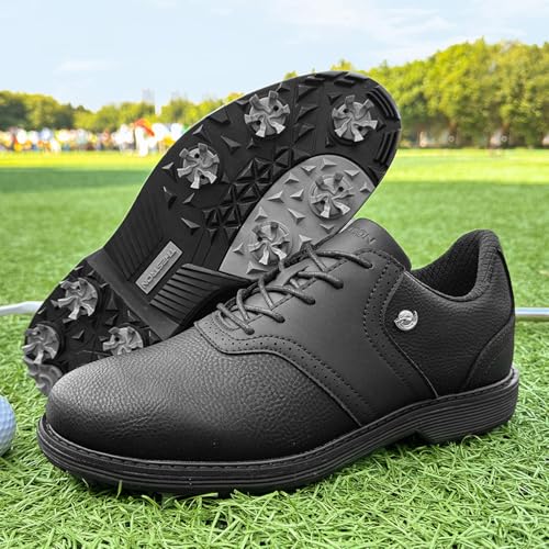 Image of Spikes Golf Shoes Men Professional Golf Shoes Waterproof Walking Footwears for Golfers Outdoor Gym Sneakers
