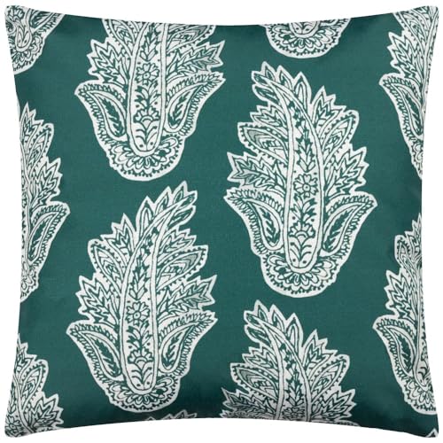 Paoletti Kalindi Paisley Outdoor Cushion Cover,Teal,43 x 43cm