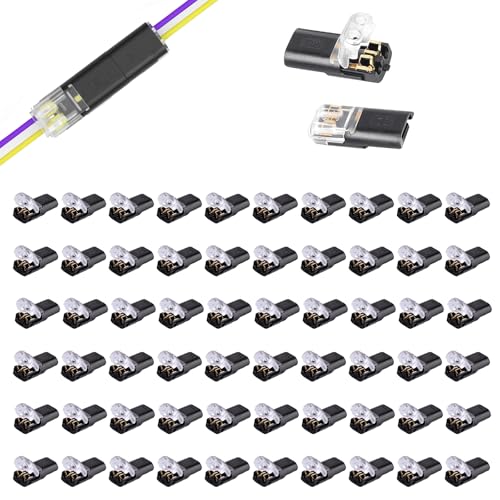 YQOPDEBD 60 Stück Kabelverbinder Wasserdicht, Steckverbinder 2 Polig, D2 Schnellverbinder Ohne Löten Und Abisolieren, Ideal Für Elektrische Verbindungen