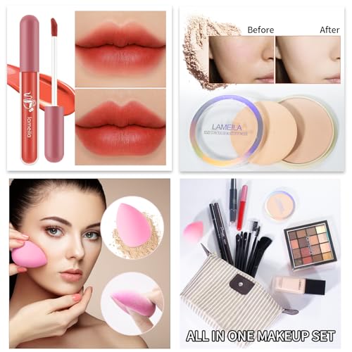 Makeup-Set-Full-Kit-for-Girls-Teens-Women-Makeup-Present-Set-Includes-Eyeshadow-Foundation-counter-stick-Powder-Eyebrow-Pencil-Eyeliner-Brushes-Lip-Gloss-Sponge-Cosmetic-Bag