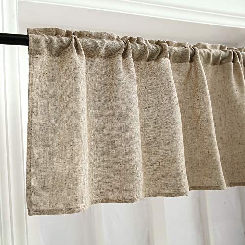 Curtain Valances for Windows Burlap Linen Window Curtains for Kitchen Living Dining Room 58 x 15 inch 1 Valance Linen Coffee