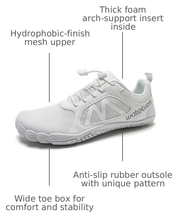 Image of WateLves Barefoot Water Shoes for Women Men Wide Toe Quick-Dry Lightweight Mesh Breathable Aqua Shoes for Beach Swim Yoga Exercise Surf Pool Boat