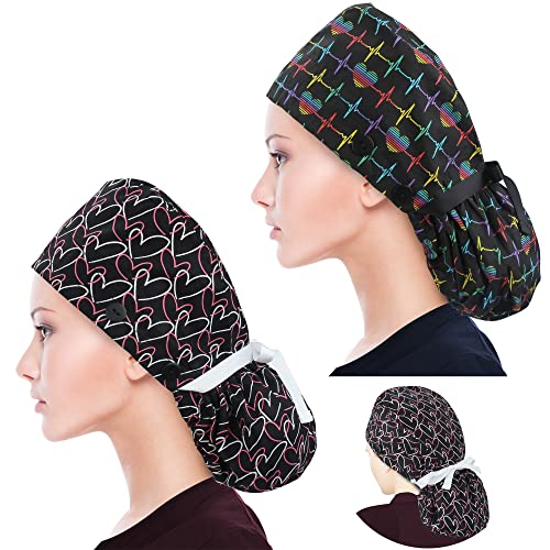 ABAMERICA Scrub Caps for Women Surgical Caps Nurse Hat Functional Ponytail Holder for Long Hair Single or Satin-Lined A- 69 Satin Lined Purple