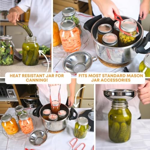 Image of ALEITO 500ml Wide Mouth Mason Jars, 6-Pack Mason Jars 16oz for Pickling, Canning, Fermenting and Food Storage, Microwave & Dishwasher Safe