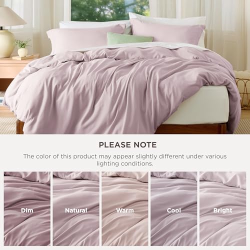 Image of Bedsure Duvet Cover King Size, 3Pcs Double Brushed Bedding Set, Pink Mocha | For Kids & Adults, 104 inchx90 inch Comforter Cover, Hotel Luxury, All Season, Breathable, Easy Care, Lightweight, Zipper Closure