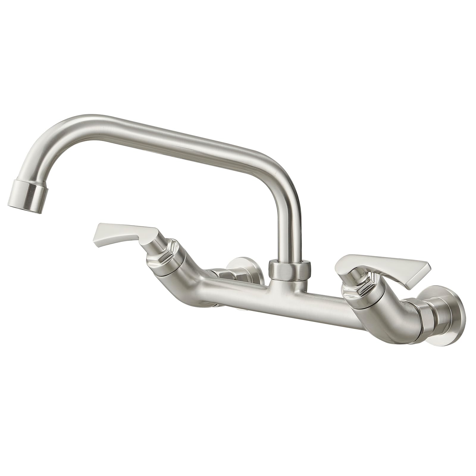 BWEWall Mount Kitchen Faucets, Laundry Faucet 8 Inch Swivel Spout Two Handle Commercial Sink Faucet 8" Center Kitchen Sink Faucet for Utility Laundry Restaurant Mixer Tap,Brushed Nickel