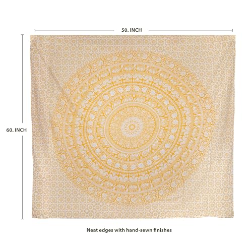 Image of Craft Trade 30x40 Inches Psychedelic Yellow Cotton Mandala Ombre Wall Hanging Tapestry