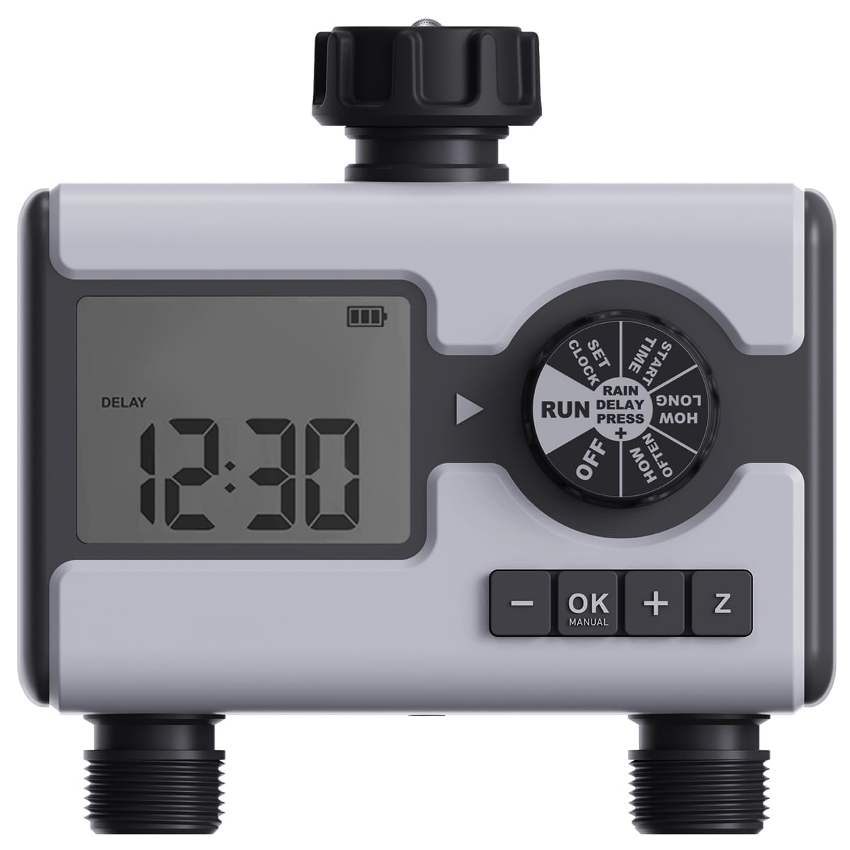 Aqualin Water Timer Digital Programmable Garden Sprinkler Timer 2 Outlet Irrigation System Controller Rain Delay Manual Watering Automatic for Yard