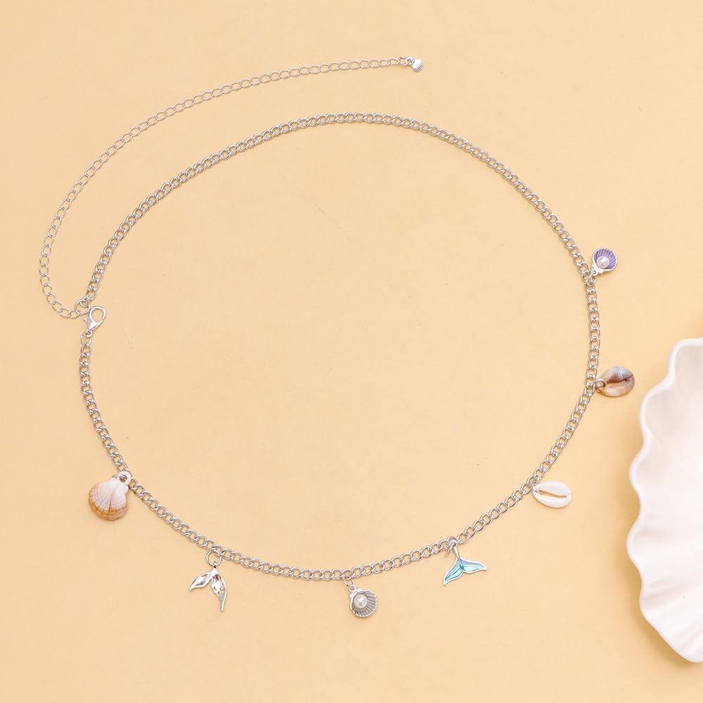 Fashion Shell Waist Chain Starfish Conch Mermaid Dangle Charm Belt Belly Chain Bohemian Summer Bikini Beach Body Dress Clothes Accessories Jewelry for Women