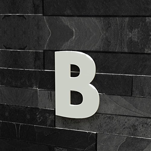 Número de casa moderno B acero inoxidable blanco RAL 9003 rotulación exterior 15 cm