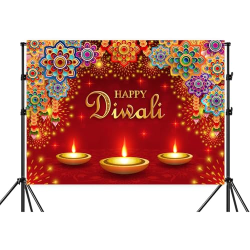 Image of 15x10FT Happy Diwali Backdrop Banner Decor, Festival Lights Indian Happy Diwali Decorations Party Supplies Deepavali Photography Background for Indoor Outdoor Garden,Yard, Party Home Decor