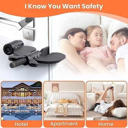 Portable Door Lock Home Security Hotel Door Locks for Travelers Door Safety Locks from Inside Bedroom Apartment Security Travel Gifts Essentials Black - Image 6