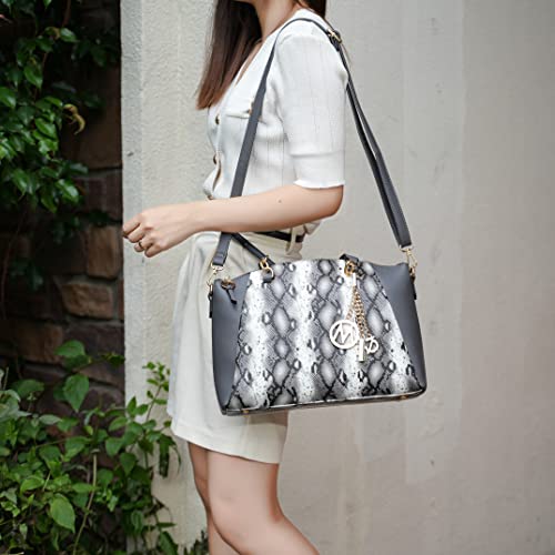 Bolso Tote para mujer con muñequera, cuero vegano con relieve de serpiente miniatura 3