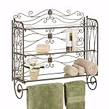 Touch of Class Kadalynn Wall Bathroom Shelf with Towel Bar - Antique Bronze - Handcrafted Metal - Decorative Storage - Mounted Rack Organizer - 3 Shelves - 24 Inches High