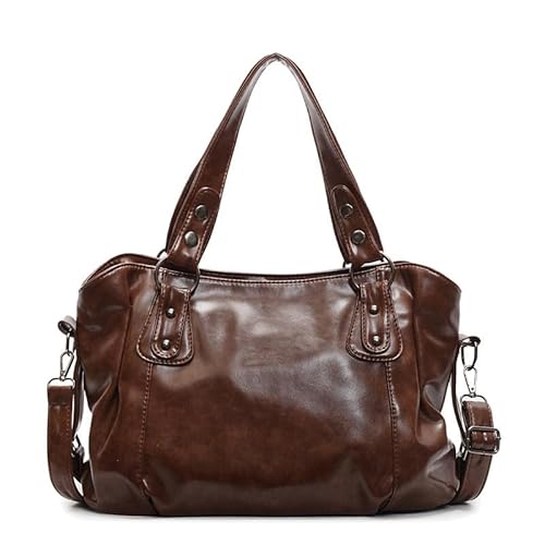 Coolives Damenhandtasche Schultergurt Tasche Damen Hobo Handtasche Schultertasche Shopper aus PU-Leder Damentasche Umhängetasche Taschen Henkeltasche für Frauen Mutter Dunkelbraun