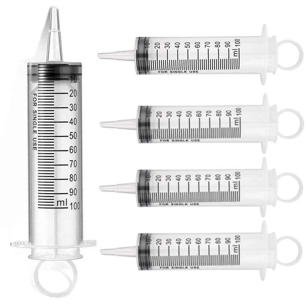 Noble Createaprototype Blunt Tip Liquid Syringe Without Needle - Resin Refilling Glue Lube Liquid Plastic Syringes, 5 Pack 100 ml/cc Syringes for Lip Gloss Base Ink Precision Oil Craft Applicator