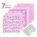Produktbild Stoffe zum Nähen Meterware 7Stk, Baumwollstoff Patchwork mit Elastische Seil/Nasenbügel, Baumwolle Stoff für Scrapbooking Selber Quilten Nähen Rosa Blume Streifen