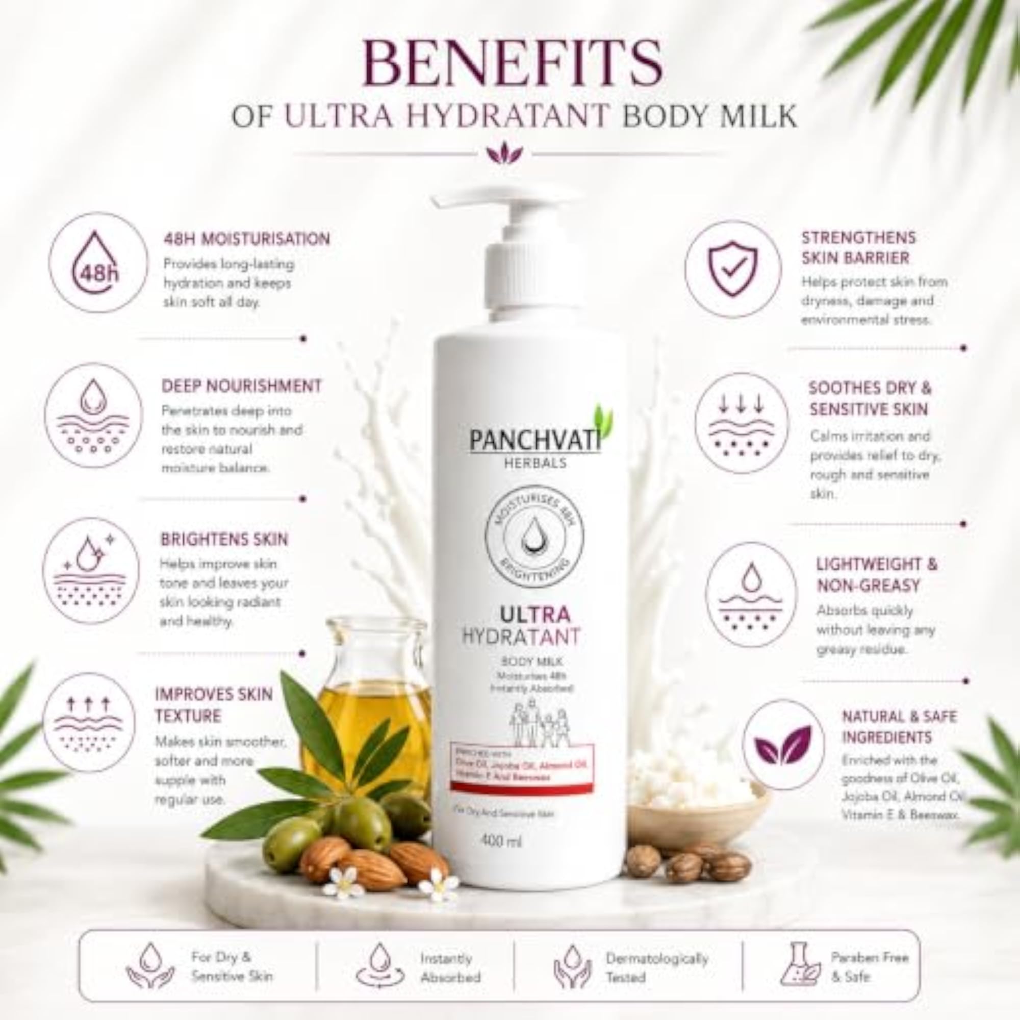 Herbals Ultra Hydratant Body Milk, 48 Hours Moisturizer