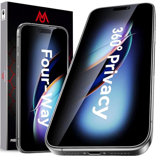 Image of Mr.Shield 360 True Privacy Screen Protector Tempered Glass Guard for iPhone 17 Pro Max, 4-Way Anti-Spy with Easy Installation Kit, 9H Hardness, 3D Curved Edges, Case-Friendly