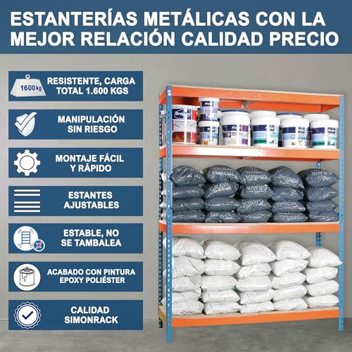 Estanterías metálicas de almacenaje Simon Rack con estantes de madera para taller e industria 7