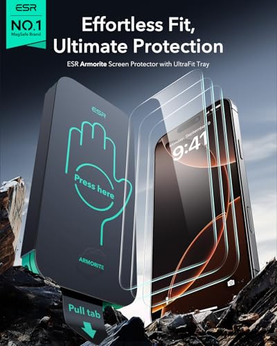 ESR 3 Packs for iPhone 16 Pro Max Tempered Glass Screen Protector, 9H+ Hardness, Military-Grade Shatterproof, Full Coverage Film with Flawless Fit Tray, HD Clear - Image 4