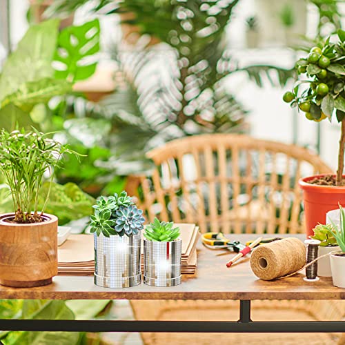 Adnee 2Pcs Disco Ball Planter Pot, 4.8"+3.7" Disco Planter For Indoor Plants, Disco Planter, Planter Pots Indoor With Drainage Hole And Saucer (2Pcs) #TOP4